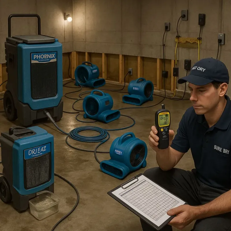Structural Drying and Dehumidification process in Johnston, SC